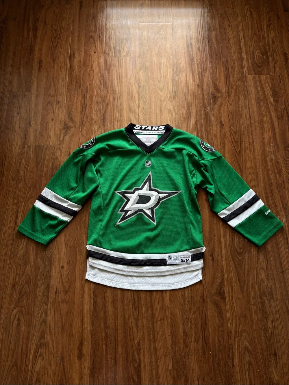 Reebok Green, White & Black Dallas Stars Hockey Jersey